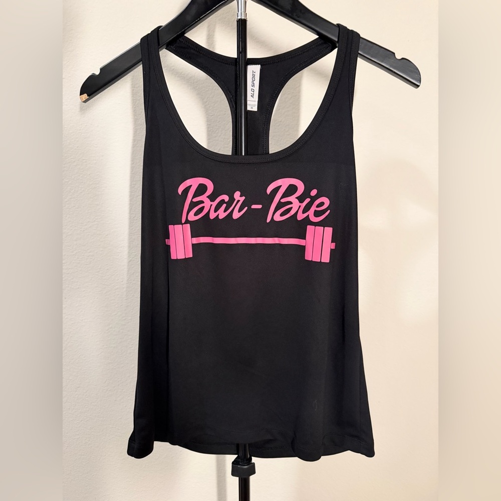 ALO Yoga Black Tank with Pink Barbie Graphic Vintage ALO Sports - Picture 4 of 6